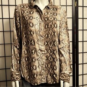 Alexander Jordan Snakeskin Print Button Down Shirt With Tuxedo Tail
